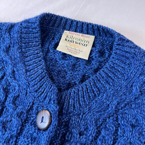 Kilronan Knitwear Sweater Women’s Blue 100% Merino Wool Cardigan size Large - Picture 3 of 7